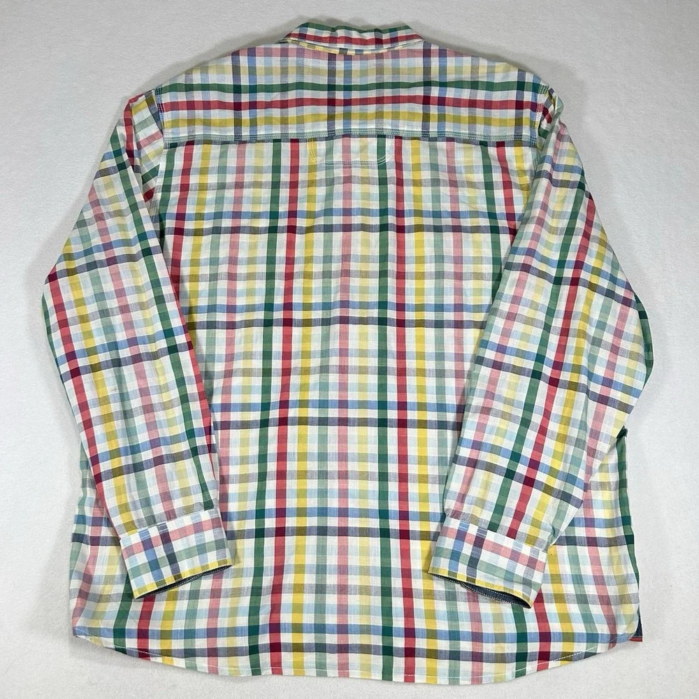 Carbon 2 Cobalt Mens XL Colorful Plaid‎ Flip Cuff Long Sleeve Button Up Shirt